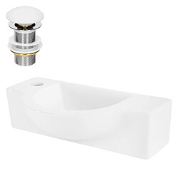 Vasque avec vidage sans trop-plein 44,5x25,5x12 cm Blanc en céramique ML-Design