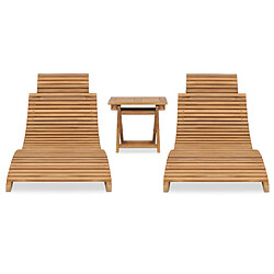 vidaXL Salon de jardin pliable 3 pcs Bois de teck solide