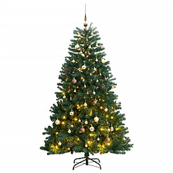 vidaXL Sapin de Noël artificiel articulé 300 LED et boules 210 cm