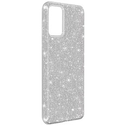 Avizar Coque Samsung Galaxy A72 Paillette Amovible Silicone Semi-rigide argent