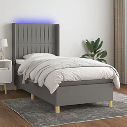 Sommier à lattes et matelas LED,Cadre à lattes de lit pour Adulte Gris foncé 90x200cm Tissu -MN84830