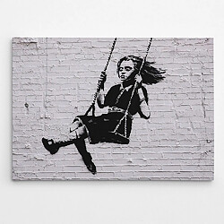 EPIKASA Impression sur Toile Banksy La Fille sur la Palançoire