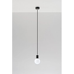 Luminaire Center Suspension EDISON acier/corde en textile noir hauteur 100 Cm