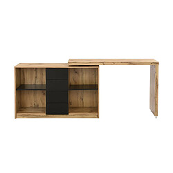 Acheter Vente-Unique Bureau extensible avec plateau pivotant 360° - MDF - Naturel et noir - PAVELO