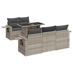 vidaXL Salon de jardin 6 pcs avec coussins gris clair résine tressée