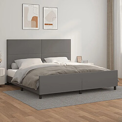 Maison Chic Lit adulte - Cadre Structure de lit avec tête de lit Contemporain Gris 200x200 cm Similicuir -MN47528