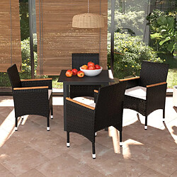 vidaXL Ensemble à dîner de jardin avec coussins 5 pcs poly rotin noir