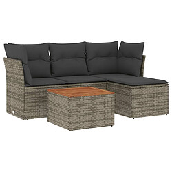 Maison Chic Ensemble de 5 Tables et chaises d'extérieur avec coussins,Salon de jardin gris résine tressée -GKD901434