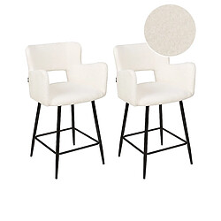 Beliani Lot de 2 chaises de bar SANILAC Bouclé Crème