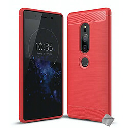 Htdmobiles Coque silicone gel carbone pour Sony Xperia XZ2 Premium + film ecran - ROUGE