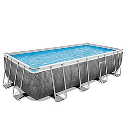 Bestway Piscine tubulaire rectangle power steel 5.49 x 2.74 x h.1.22 m - motif rotin gris