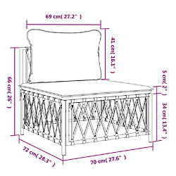 vidaXL Canapé central de jardin avec coussins anthracite tissu tissé pas cher