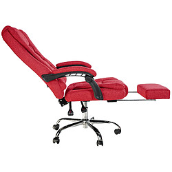 Decoshop26 Fauteuil de bureau ergonomique généreusement rembourrée avec repose-pieds en tissu rouge et métal chromé 10_0002572