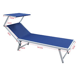 Avis Mobili Rebecca Chaise longue Bleu Aluminium Textilène Balcon Plage 38x186x61