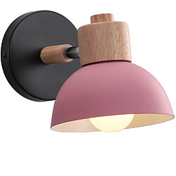 Stoex 15CM Applique Murale Rétro Moderne Applique Murale en Bois Et Métal, Angle Réglable, Lampe Murale Simple Pour Salon, Chambre À Coucher (Rose) E27