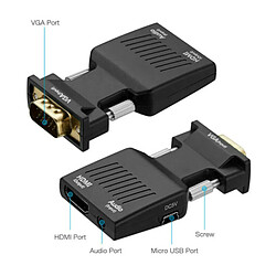 Universal VGA à, adaptateur HDMI, 1080p avec câble audio, convertisseur de câble d'alimentation USB