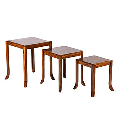 BOIS & CHIFFONS Set de 3 tables basses gigognes en acacia massif