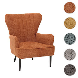 Mendler Lounge-Sessel HWC-K37, Cocktail-/Ohrensessel Polsterstuhl Retro Vintage Stoff Chenille (500g/m²) Öko-Tex ~ orange