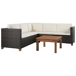 Maison Chic Salon de jardin 4 pcs + coussins - Mobilier/Meubles de jardin - Table et chaises d'extérieur Résine tressée Marron -MN50657