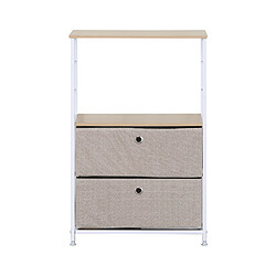 Mobili Rebecca Meuble De Rangement A Tiroirs Bois Métal Et Tissu Blanc Beige Avec 1 Étagère