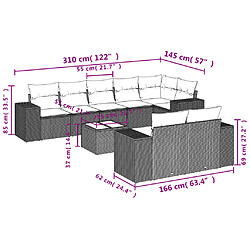 Avis Maison Chic Ensemble Tables et chaises d'extérieur 9 pcs avec coussins,Salon de jardin noir résine tressée -GKD820396