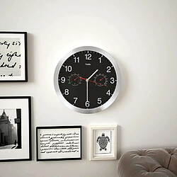 Decoshop26 Horloge murale à quartz Hygromètre et thermomètre 30 cm Noir DEC022255