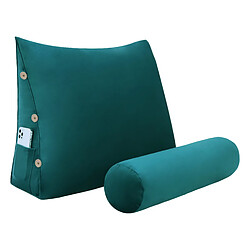 VerCart Coussin de Lecture Incliné Oreiller Traversin Velours Bleu 60CM