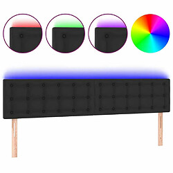 Maison Chic Tête de lit scandinave à LED,meuble de chambre Noir 160x5x78/88 cm Similicuir -MN32495