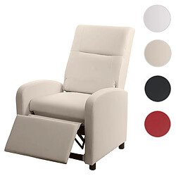 Mendler Fauteuil TV HWC-H18, fauteuil inclinable, cuir synthétique pliable 99x70x75cm ~ crème-beige