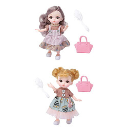 2 Pièces 16cm Fille Poupée 12 Articulations Mobiles Bébé Poupées Mode Habiller Enfant Jouet