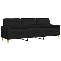 vidaXL Canapé à 3 places Noir 210 cm Tissu