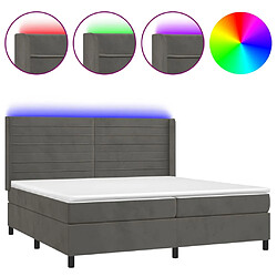 vidaXL Sommier à lattes de lit matelas et LED Gris foncé 200x200 cm