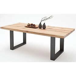 Table à manger en chêne sauvage massif/anthracite - L.180 x H.76 x P.100 cm -PEGANE-