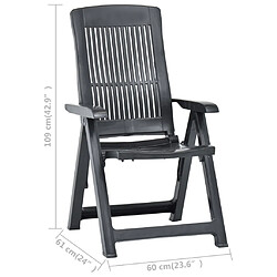 vidaXL Chaises inclinables de jardin lot de 2 Plastique Anthracite pas cher