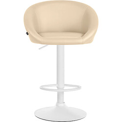 Avis Decoshop26 Tabouret de bar assise pivotante à 360° hauteur réglable en PVC crème piètement en métal blanc 10_0004769