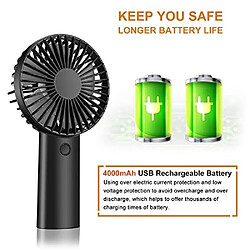 Acheter Mini Ventilateur Portatif avec Batterie Rechargeable de 4000 mAh, Ventilateurs à Poignée Personnelle à 3 Vitesses Ventilateur Électrique USB Intérieur et Extérieur pour le Sport à Domicile au Bureau