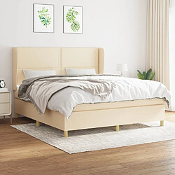 Maison Chic Lit adulte- Lit + matelas,Sommier à lattes de lit avec matelas Crème 180x200 cm Tissu -GKD64935