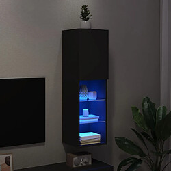 Maison Chic Meuble TV avec lumières LED, Banc TV pour salon, Meuble de rangement noir 30,5x30x102 cm -GKD81050 pas cher