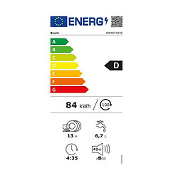 Lave-vaisselle 60cm 13 couverts 42db intégrable avec bandeau - smi6ecs93e - BOSCH