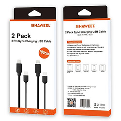 Avis Wewoo Câble noir pour iPhone X / 8 et 8 Plus / 7 7 Plus / 6 6 6 Plus 6 s Plus / iPad USB Sync Kit de de charge, 2 PCS 1 m haute vitesse Lightning