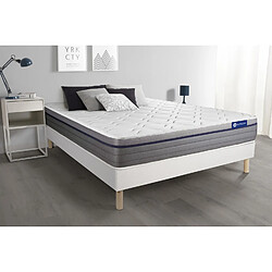 ACTISOM Ensemble matelas Latex+Mémoire de forme ACTILATEX ZEN 140x190 Maxi épaisseur 7zones de confort + sommier KIT blanc