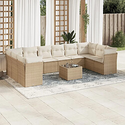 Maison Chic Salon de jardin 11 pcs avec coussins | Ensemble de Table et chaises | Mobilier d'Extérieur beige résine tressée -GKD92058