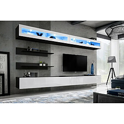 Paris Prix Meuble TV Mural Design Fly VII 320cm Blanc & Noir