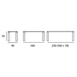 Inside 75 Table repas extensible ECO 8 couverts 160/230x90 cm pieds bois plateau chêne noueux