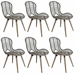 Maison Chic Lot de 6 Chaises à manger,Chaise pour cuisine marron rotin naturel -MN23351