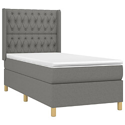 Avis Maison Chic Lit Adulte - Lit simple Lit à sommier tapissier et matelas moelleux - Meuble de Chambre - Gris foncé 90x190 cm Tissu -MN91561