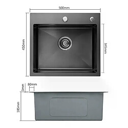 Avis Brand 0 Évier de Cuisine 1 Bac Carré Inoxydable Brossé et Trop-Plein 50 x 45 x 18,5 cm