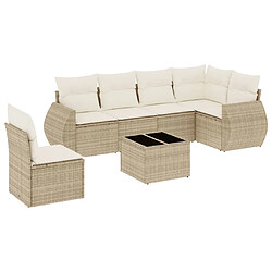 vidaXL Salon de jardin avec coussins 7 pcs beige résine tressée