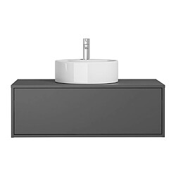 Vente-Unique Meuble de salle de bain suspendu gris anthracite avec simple vasque ronde - 94 cm - TEANA II