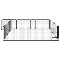 vidaXL Parc pour chien 38panneaux Noir 50x100cm Acier enduit de poudre